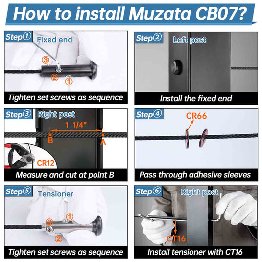 Muzata Black Invisible Swageless Cable Railing Tensioner 1/8" 10Pack CB07 - Muzata