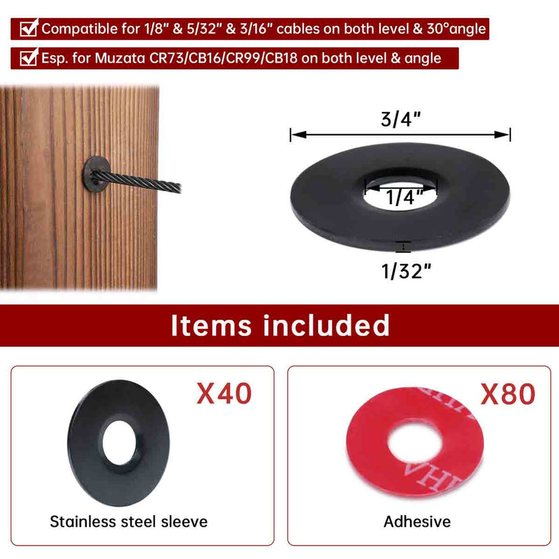 Load image into Gallery viewer, Muzata black T316 adhesive sleeves of multiple holes for wood metal posts
